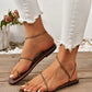 Plus Size Women's Light Blue Adjustable Buckle Toe Ring Flat Sandals, Roman Style Beach Flip Flops