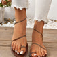 Plus Size Women's Light Blue Adjustable Buckle Toe Ring Flat Sandals, Roman Style Beach Flip Flops