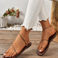 Plus Size Women's Light Blue Adjustable Buckle Toe Ring Flat Sandals, Roman Style Beach Flip Flops