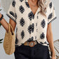 LUNE V-Neck Printed Short-Sleeved Shirt For Summer Vacations