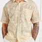 Forever 21 Men's Khaki Casual Floral Henley Collar Short-Sleeved T-Shirt