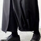 Manfinity EMRG Men's Tie Waist Wrap Side Pants Stacked Long Drawstring Drop Crotch Plain Black Going Out