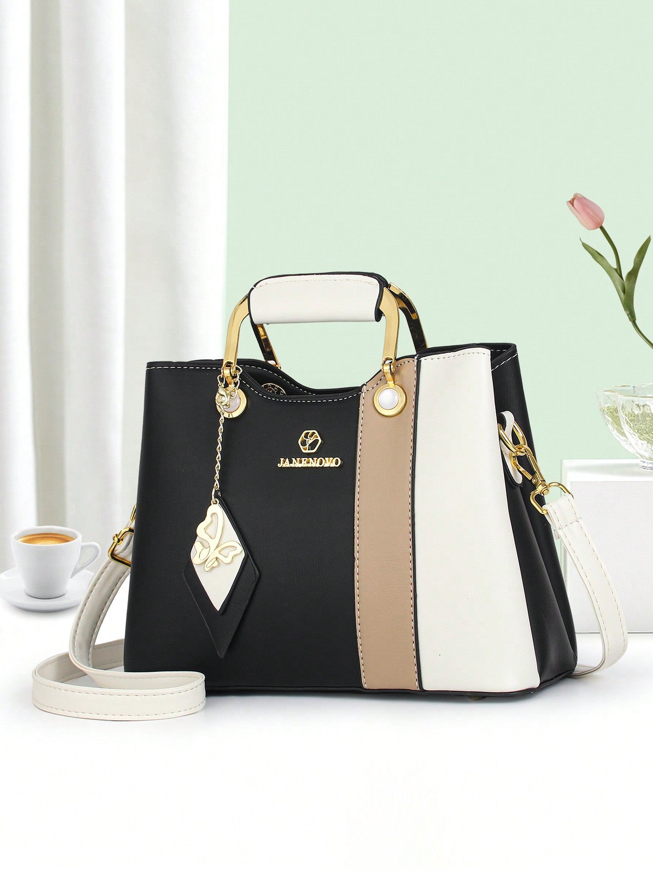 Ladies Crossbody Bag With Letter Pattern Pendant Decoration, Shoulder Handheld