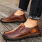 Men Casual Driving Loafers With Double-Layer Leather Upper, Slip-On Style For Spring/Summer, Soft And Comfortable Leather Shoes