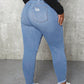 SXY Plus Size Elastic Waist Trendy All-Match Slim Fit Distressed Denim Jeans