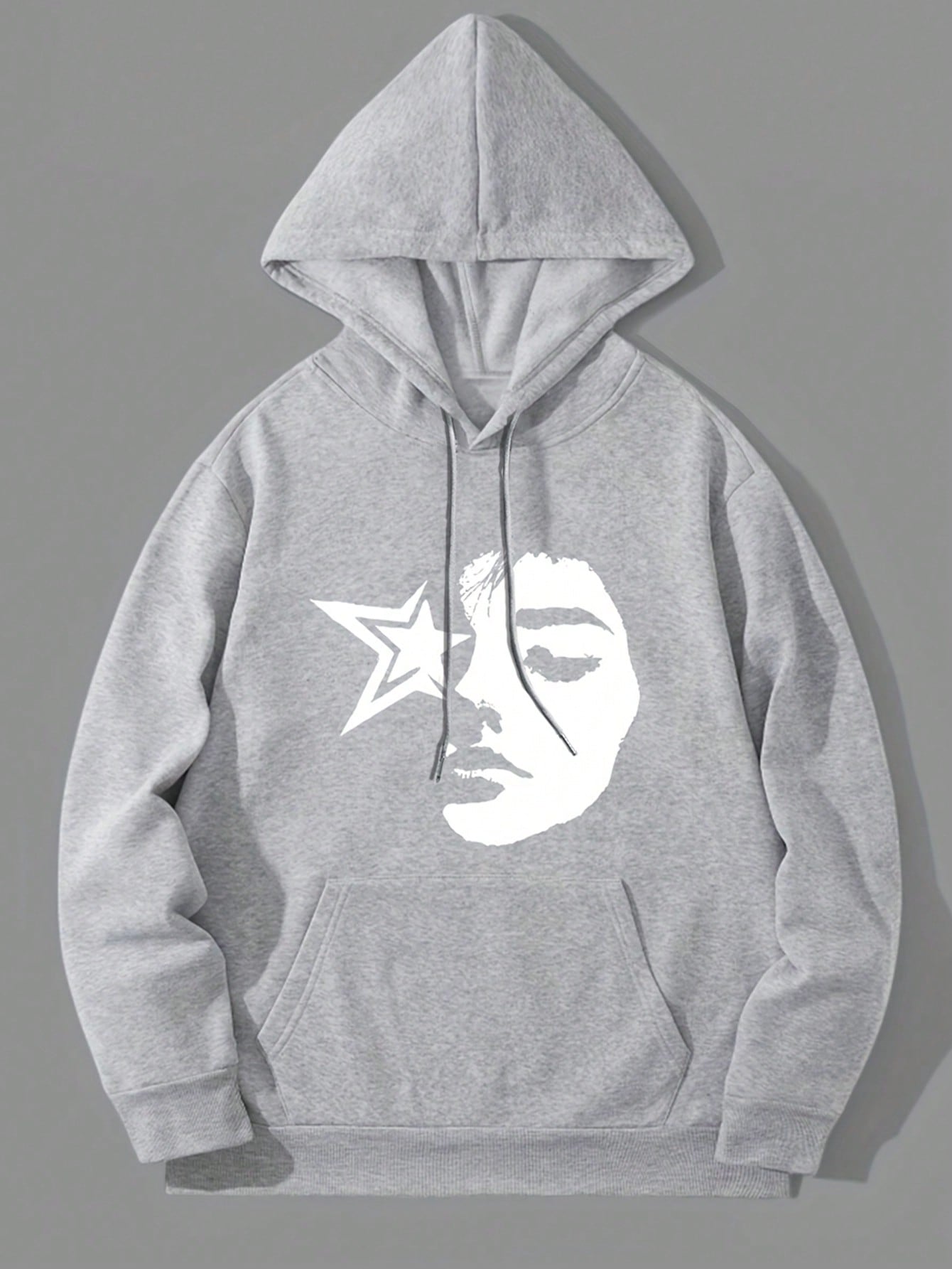 Men's Figure Print Drawstring Hooded Fleece Sweatshirt