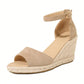 Women's Wedge Sandals, Casual Open Toe Thick Sole Summer Shoes, Comfortable Adjustable With Rope Sole