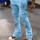 Manfinity EMRG Men's Spider Web Printed Drawstring Sweatpants With Pockets Stack Joggers Graphic Sky Blue Urban Fashion Rapper