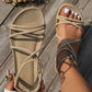 New Summer Women Elegant And Comfortable Large Size Flat Sandals With Straps For Vacation In Khaki