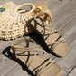 New Summer Women Elegant And Comfortable Large Size Flat Sandals With Straps For Vacation In Khaki