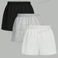 Comfortcana 3pcs Women Solid Color Elastic Waist Shorts Gym Shorts