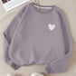 EZwear Heart Print Thermal Lined Sweatshirt,Long Sleeve Tops