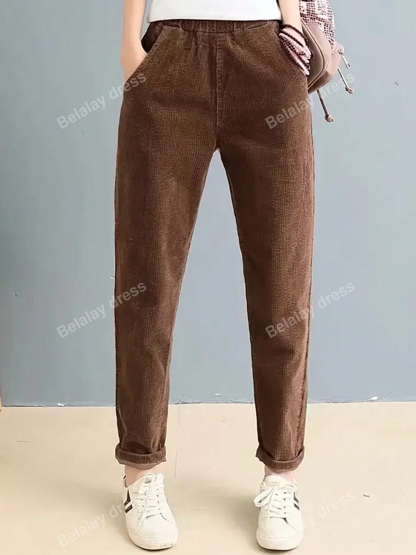 Women Corduroy Straight Leg Pants For Autumn And Winter