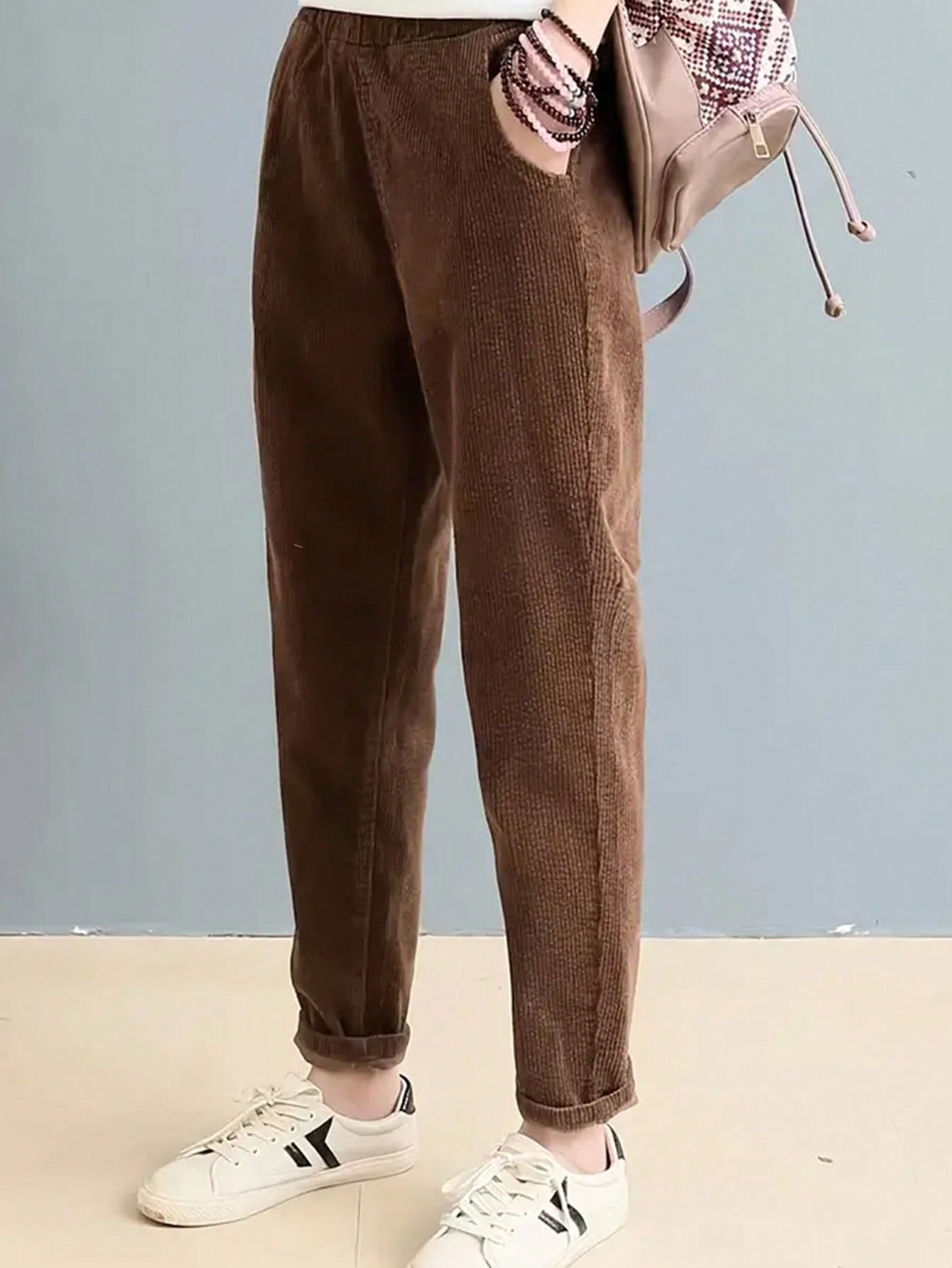 Women Corduroy Straight Leg Pants For Autumn And Winter