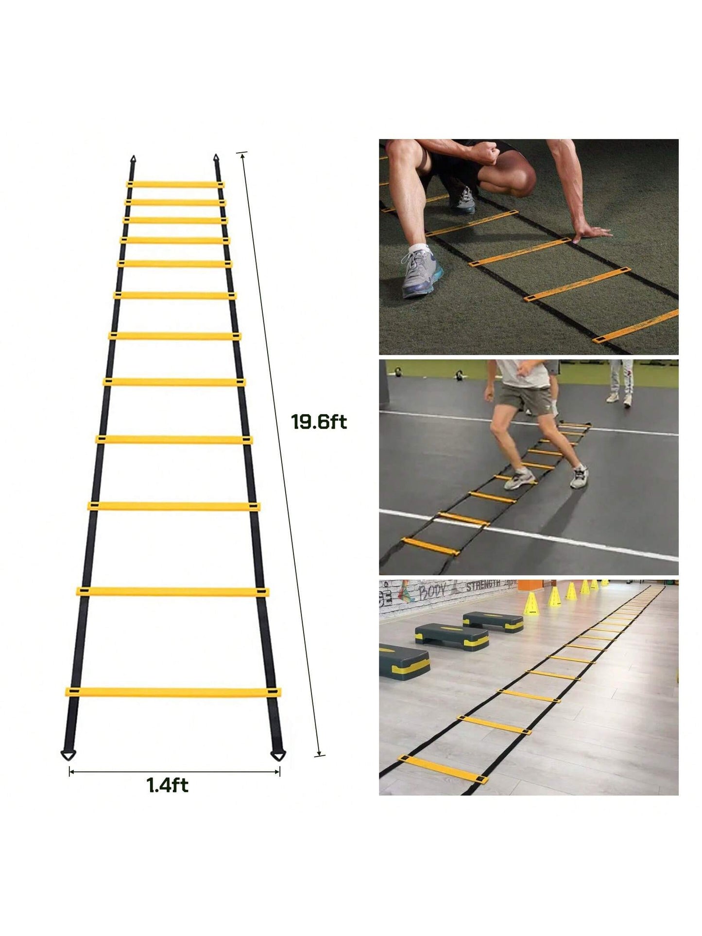 38pcs Agility Ladder Workout Equipment Set 12 Rung 20ft With 4 Ground Stakes 20 Speed Training Cones 5 Armbands