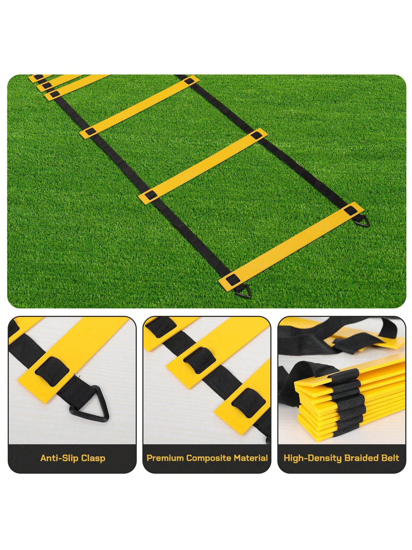 38pcs Agility Ladder Workout Equipment Set 12 Rung 20ft With 4 Ground Stakes 20 Speed Training Cones 5 Armbands