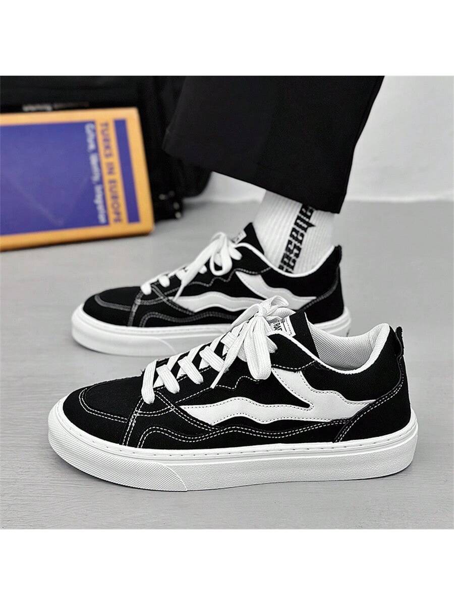 Men Canvas Shoes 2024 New Breathable Fashionable Teenage Trendy Sneakers With Thick Anti-Slip Sole, Versatile Casual Footwear For Students