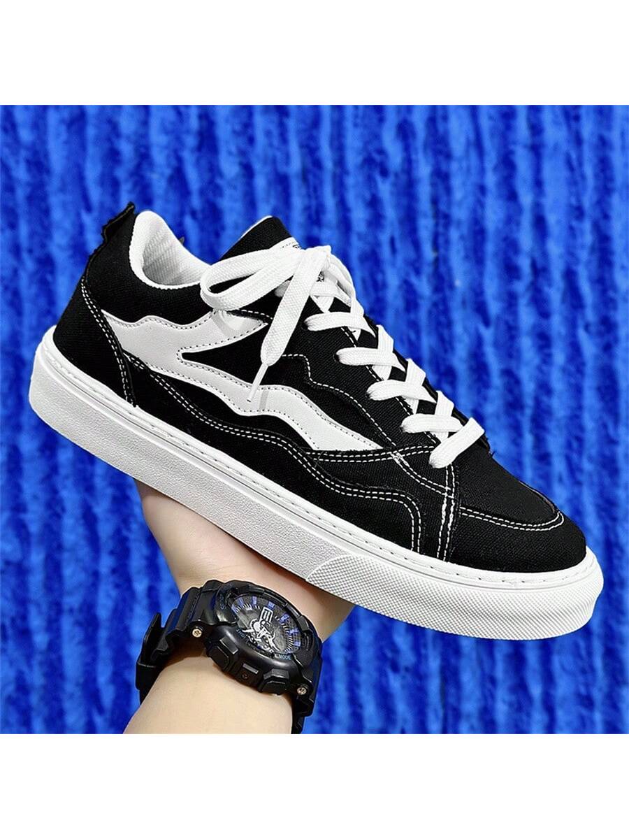 Men Canvas Shoes 2024 New Breathable Fashionable Teenage Trendy Sneakers With Thick Anti-Slip Sole, Versatile Casual Footwear For Students