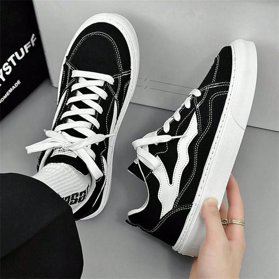 Men Canvas Shoes 2024 New Breathable Fashionable Teenage Trendy Sneakers With Thick Anti-Slip Sole, Versatile Casual Footwear For Students