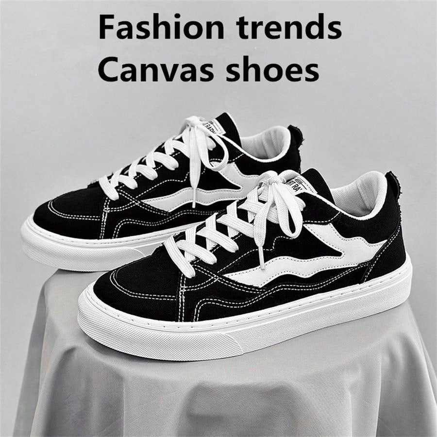 Men Canvas Shoes 2024 New Breathable Fashionable Teenage Trendy Sneakers With Thick Anti-Slip Sole, Versatile Casual Footwear For Students