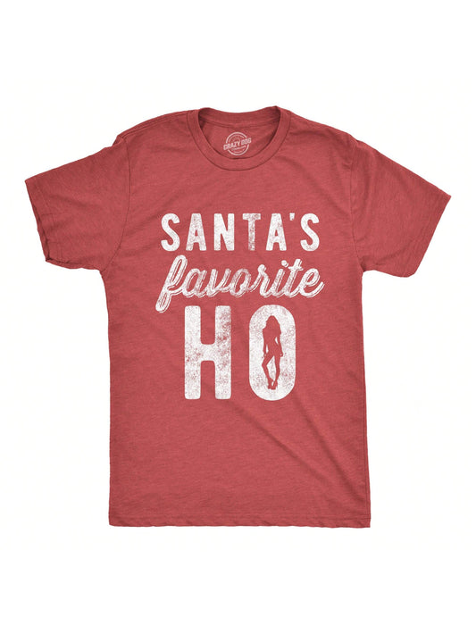 Crazy Dog T-Shirts Mens Santa's Favorite Ho Tshirt Funny Christmas Party Naughty Or Nice Graphic Tee