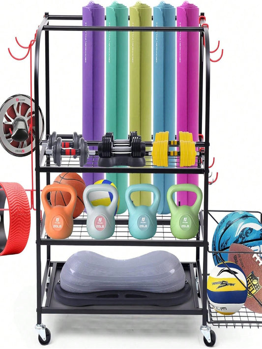 Toy Storage, Sports Equipment Storage Organizer Garage Storage System Ball Storage Mat Rack