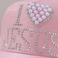 1pc Unisex Solid Color Baseball Cap With Faux Pearl Rhinestone 3D Design, Breathable Fashion Snapback Trucker Hat For Music Festival, Travel, Sun Protection, Outings, Daily Wear, Pink