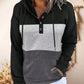 LUNE Women's Colorblock Drawstring Hoodie,Long Sleeve Tops