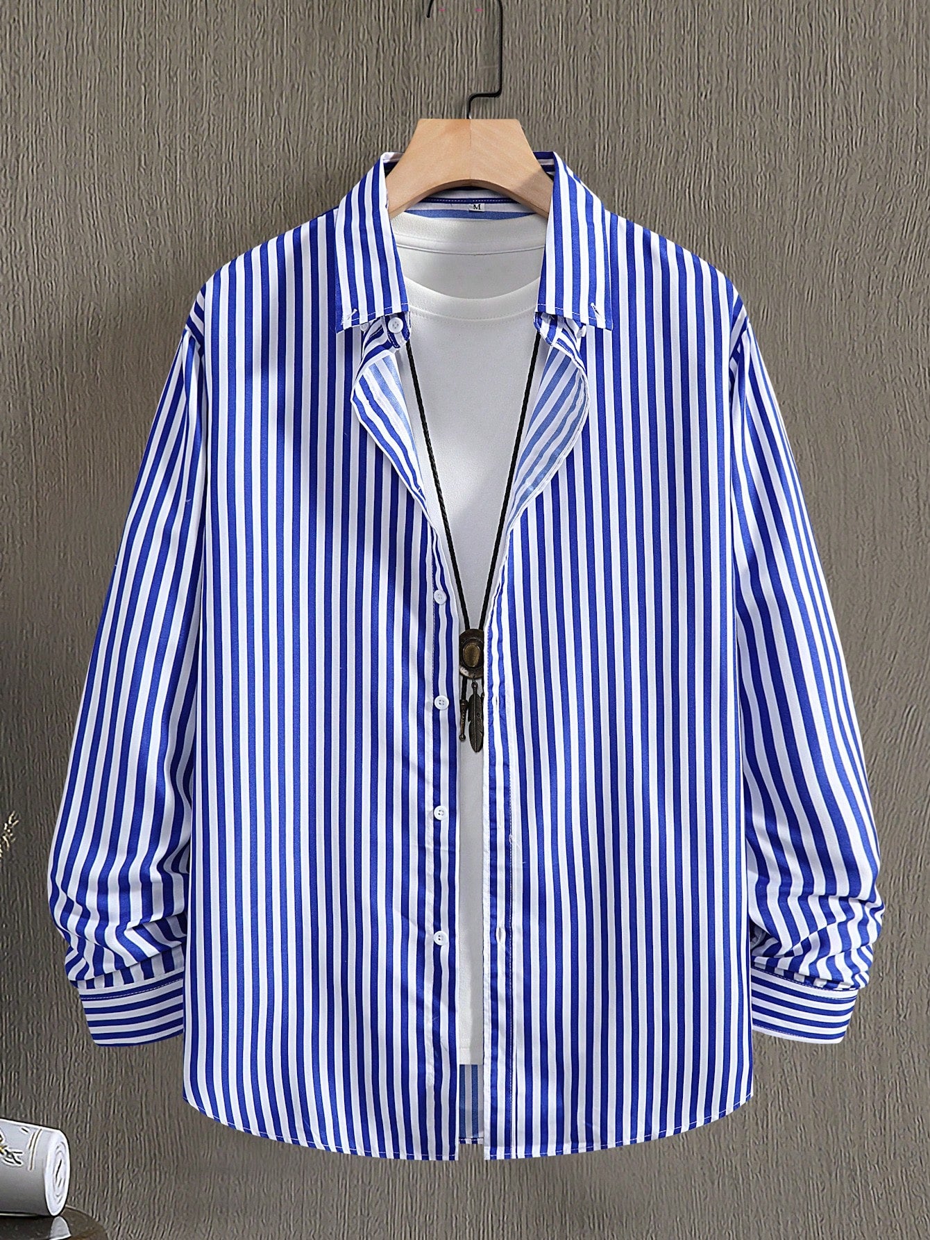 Men's Striped Button-Up Long Sleeve Shirt