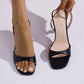 Simple Fashion Women\ Mid-Heel Square Toe Sandals With Ankle Strap