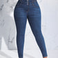 Lady Women's Plus Size Slim Fit Jeans With Button And Whisker Design, For Thanksgiving