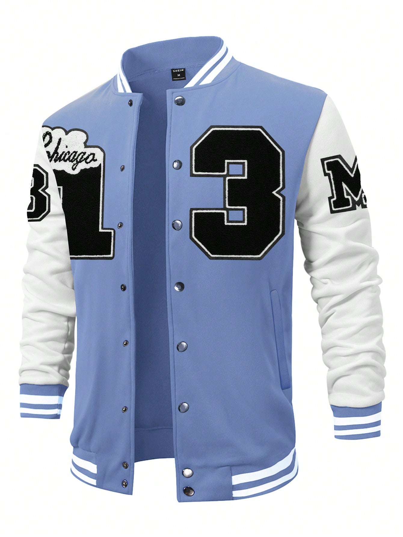 Manfinity Sporsity Men's Letter Printed Button Up Baseball Jacket