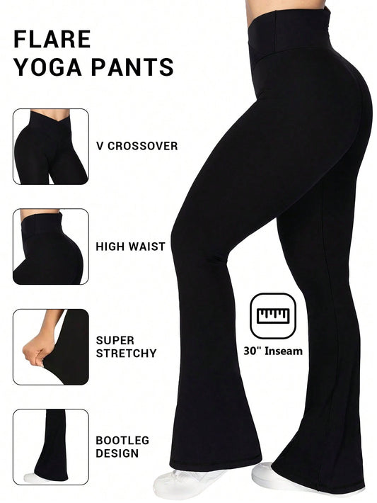 High Waist Flare Yoga Pants For Women, Peach Buttock Fitting, Tight Belly And Yoga Shaping, 30" Inseam