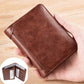 Men's Leather Wallet Minimalist Vertical Short Business 3 Fold Anti-Theft Credit Card Holder Money Bag Wallets Man