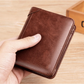 Men's Leather Wallet Minimalist Vertical Short Business 3 Fold Anti-Theft Credit Card Holder Money Bag Wallets Man