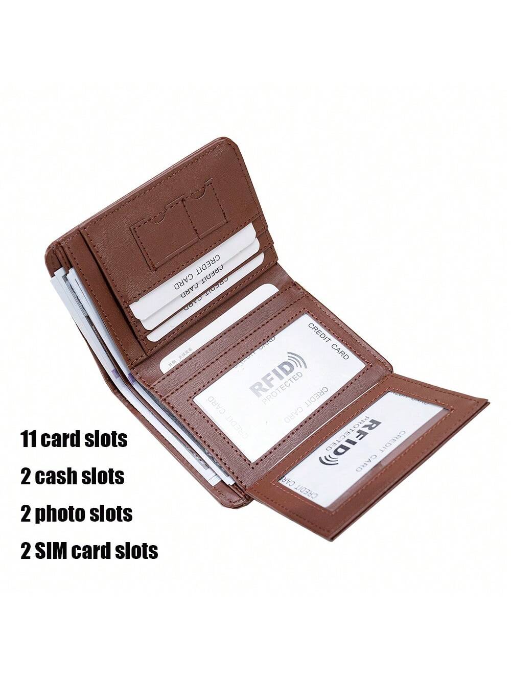 Men's Leather Wallet Minimalist Vertical Short Business 3 Fold Anti-Theft Credit Card Holder Money Bag Wallets Man