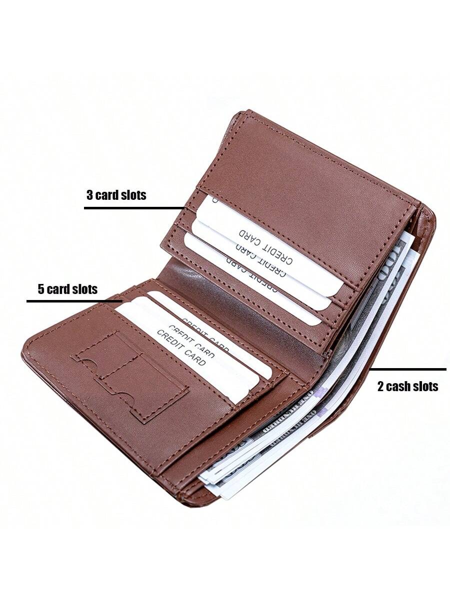 Men's Leather Wallet Minimalist Vertical Short Business 3 Fold Anti-Theft Credit Card Holder Money Bag Wallets Man