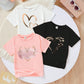 Girl Mother Day Warm Holiday 3pc Leopard Butterfly Heart Print T-Shirt In Summer