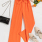 Fashionable And Versatile Girls' Orange Straight Pants With Bow Belt, Four Seasons And Daily Wear