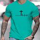 Manfinity Homme Men's Summer Cross Printed Round Neck Short Sleeve Casual T-Shirt