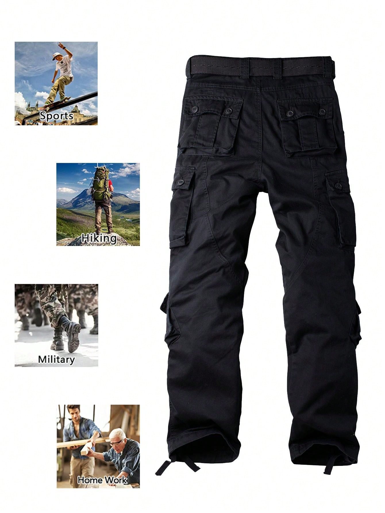 AK Men's Casual Cargo Pants   Camo Pants Combat Cargo Pants With 8 Pockets(No Belt)