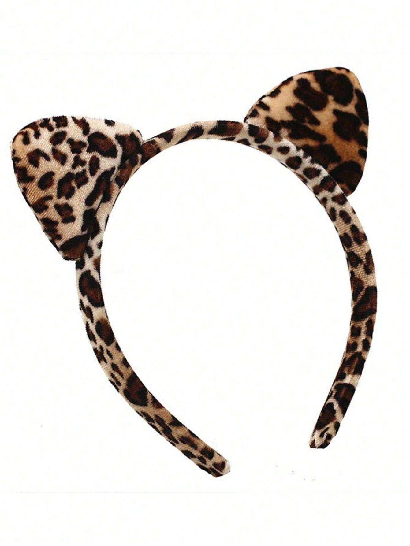 1pc Women's Simple And Elegant Leopard Print Cat Ear Headband For Daily Use And Commuting Halloween