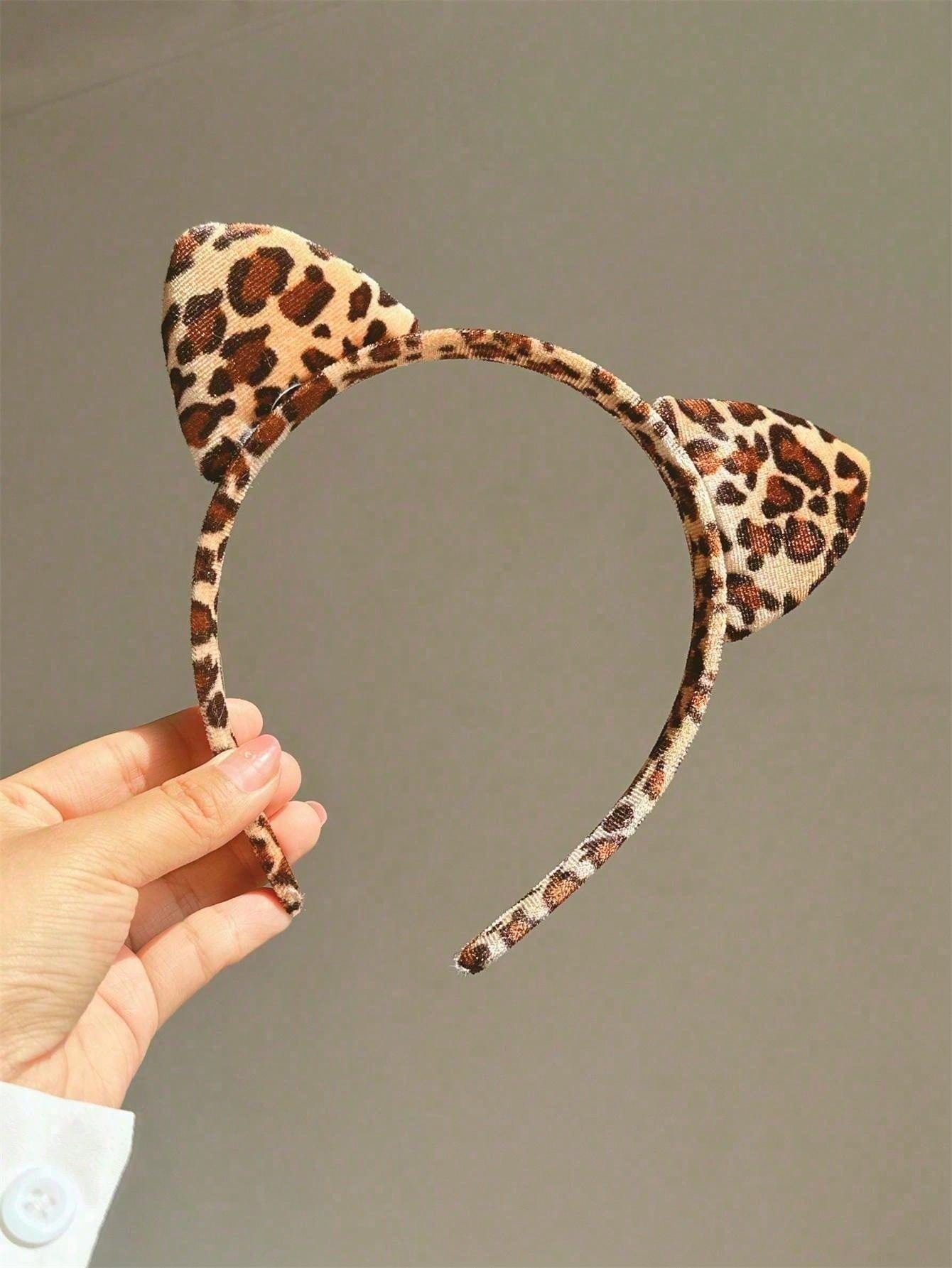 1pc Women's Simple And Elegant Leopard Print Cat Ear Headband For Daily Use And Commuting Halloween