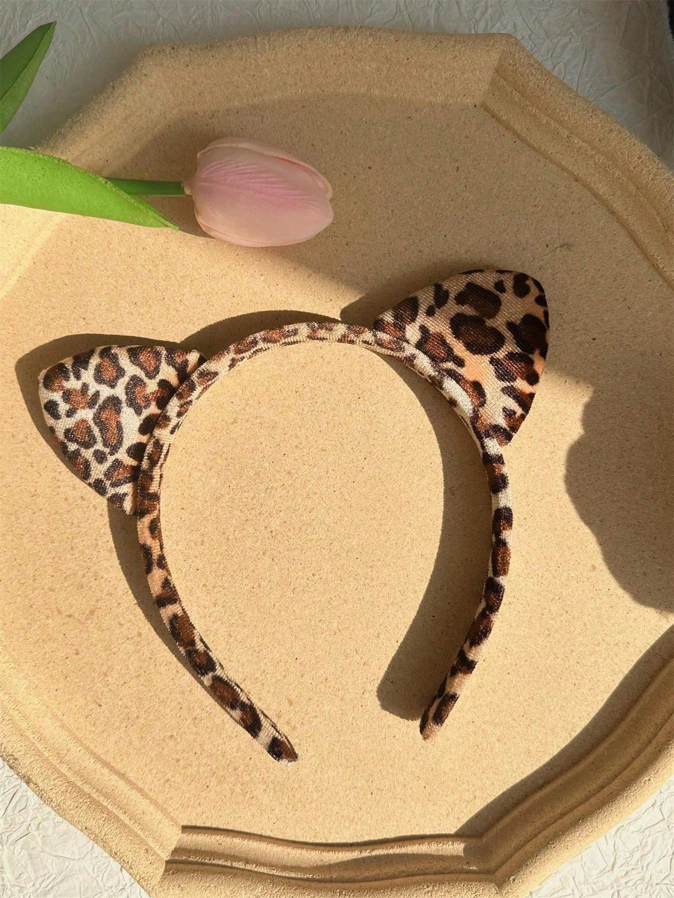 1pc Women's Simple And Elegant Leopard Print Cat Ear Headband For Daily Use And Commuting Halloween