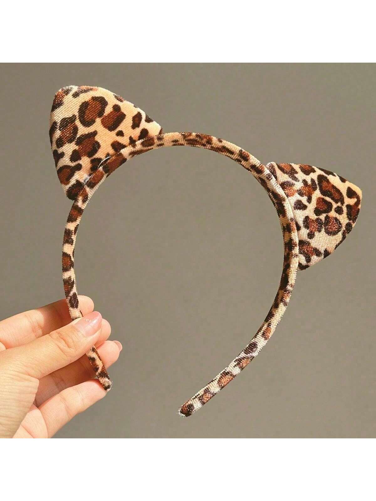 1pc Women's Simple And Elegant Leopard Print Cat Ear Headband For Daily Use And Commuting Halloween