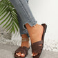 2024 Women's Summer New Leather Square Toe Flat Sandals Plus Size Casual Slippers