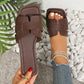 2024 Women's Summer New Leather Square Toe Flat Sandals Plus Size Casual Slippers