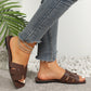 2024 Women's Summer New Leather Square Toe Flat Sandals Plus Size Casual Slippers