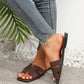 2024 Women's Summer New Leather Square Toe Flat Sandals Plus Size Casual Slippers