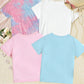 1pc Young Girls' Heart Pattern Printed Short Sleeve T-Shirt With Round Neck For Summer